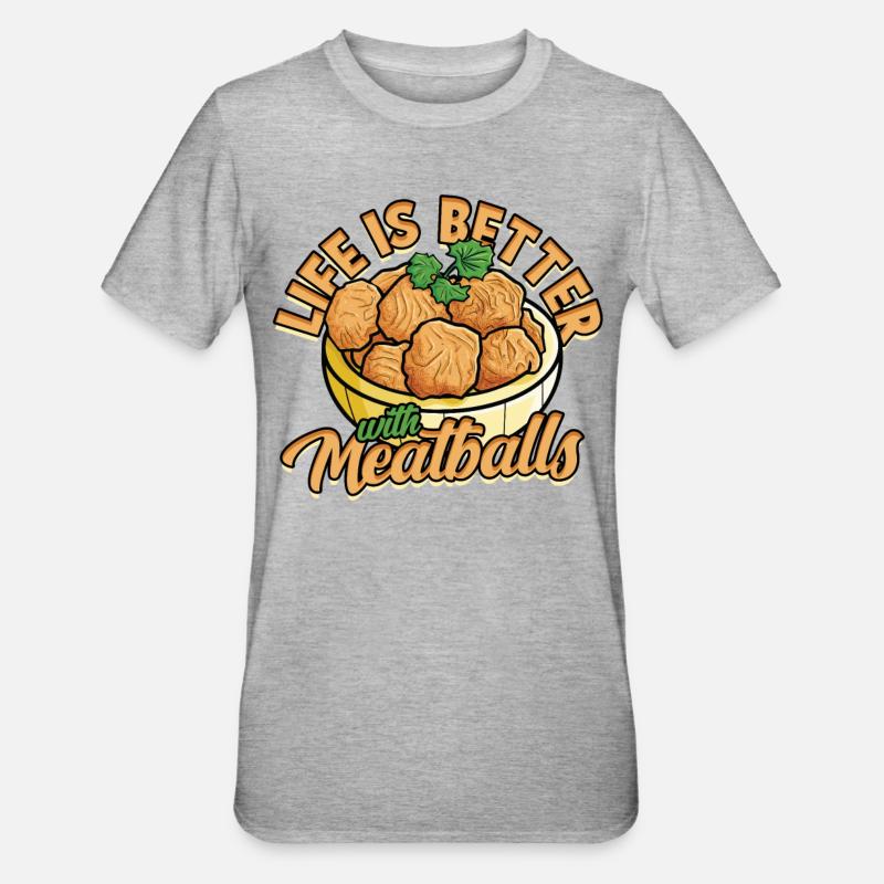 fleischklößchen essen spaghetti geschenk geschenki - Unisex Polycotton T-Shirt - Grau meliert