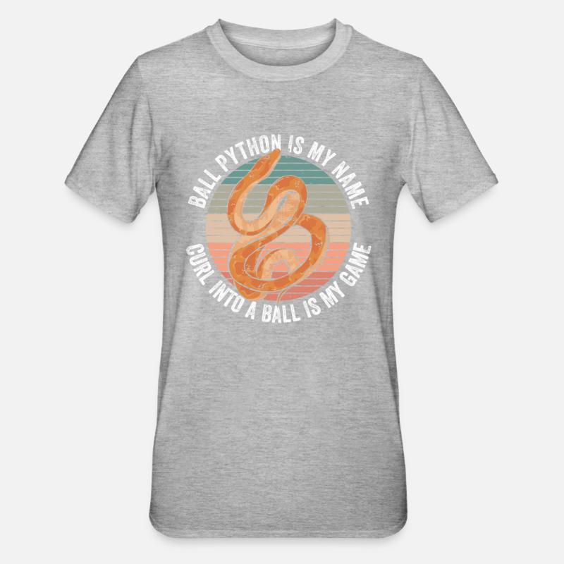 Königspython Bananenkugel Python - Unisex Polycotton T-Shirt - Grau meliert