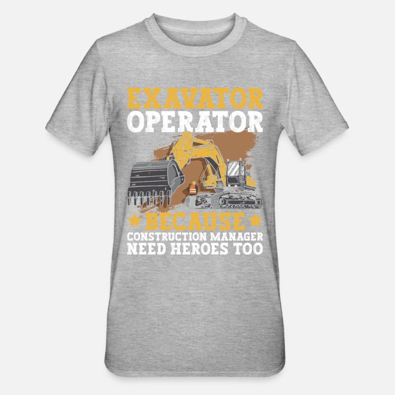 Baggerlader Bagger - T-shirt polycoton Unisexe - gris chiné