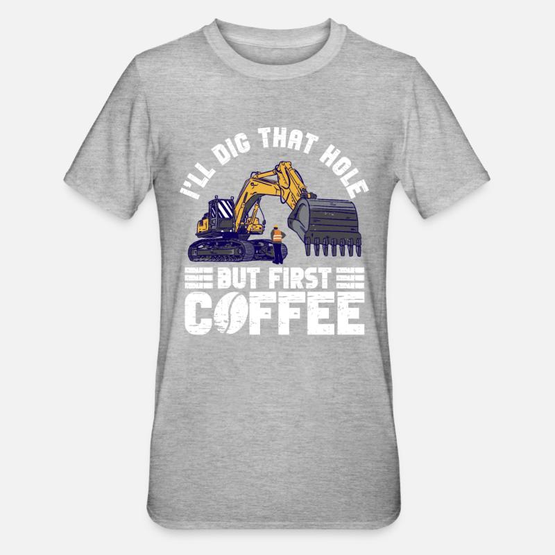 Bagger Baggern Baggerfahrer - Unisex Polycotton T-Shirt - Grau meliert