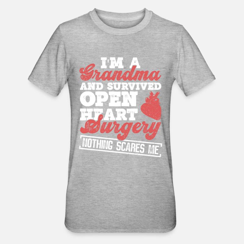 Bypass Herz Großmutter Herzinfarkt - T-shirt polycoton Unisexe - gris chiné