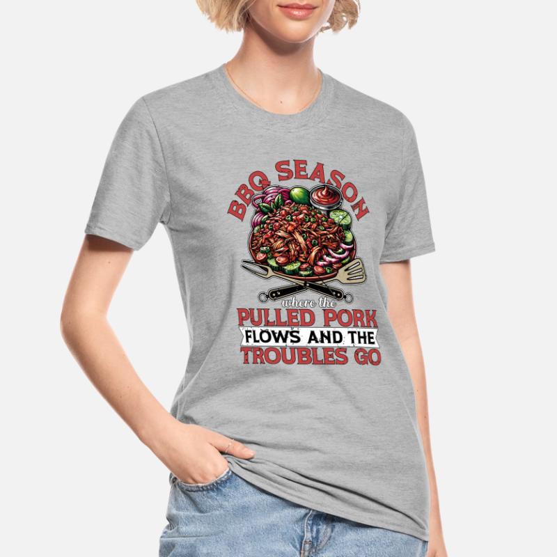 Pulled Pork BBQ Season Where The Pulled Grilling Unisex Polycotton T-Shirt