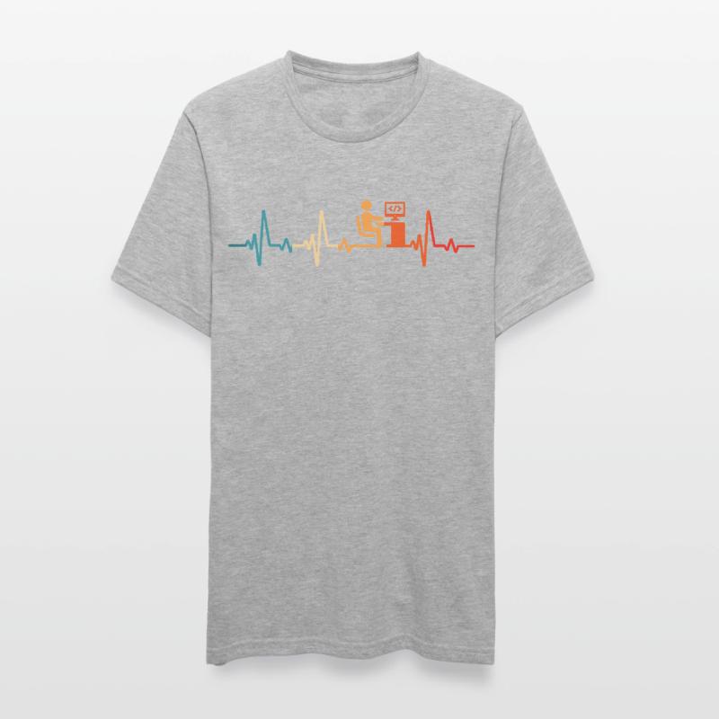 Programmierer Retro Herzschlag Informatiker code Unisex Polycotton T-Shirt