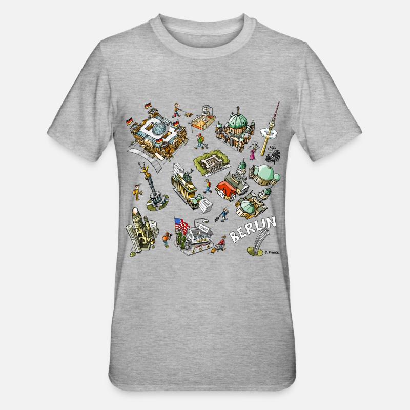 Berlin-Design - Unisex Polycotton T-Shirt - Grau meliert