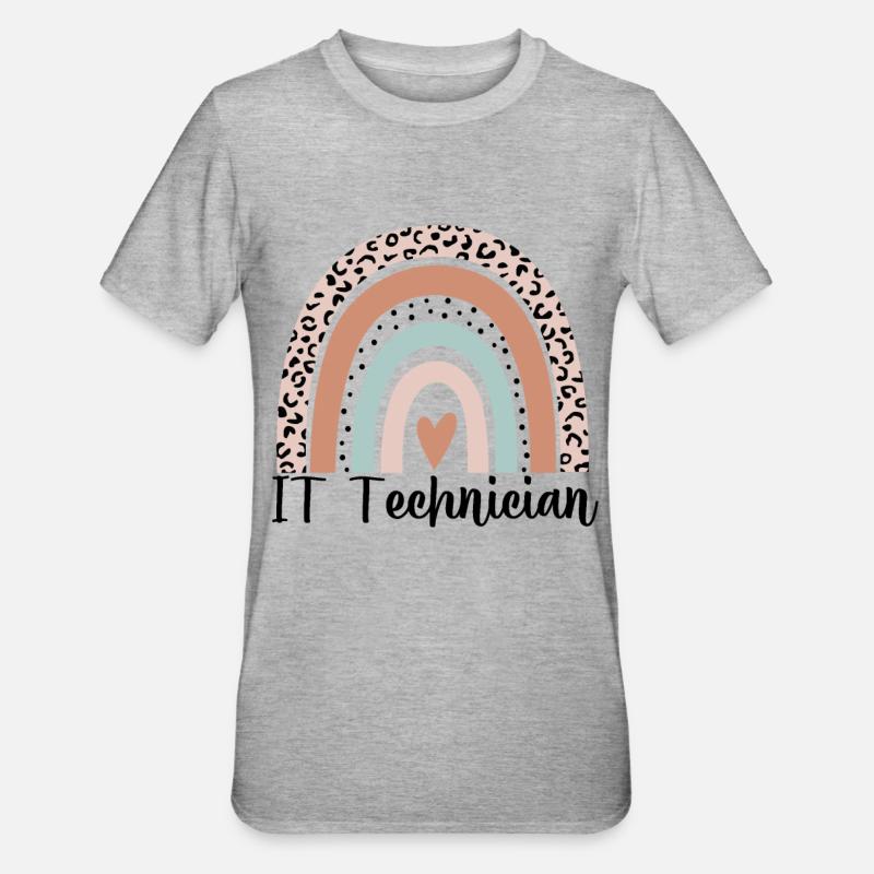 IT-Techniker Rainbow Leopard Lustiger IT-Techniker - Unisex Polycotton T-Shirt - Grau meliert