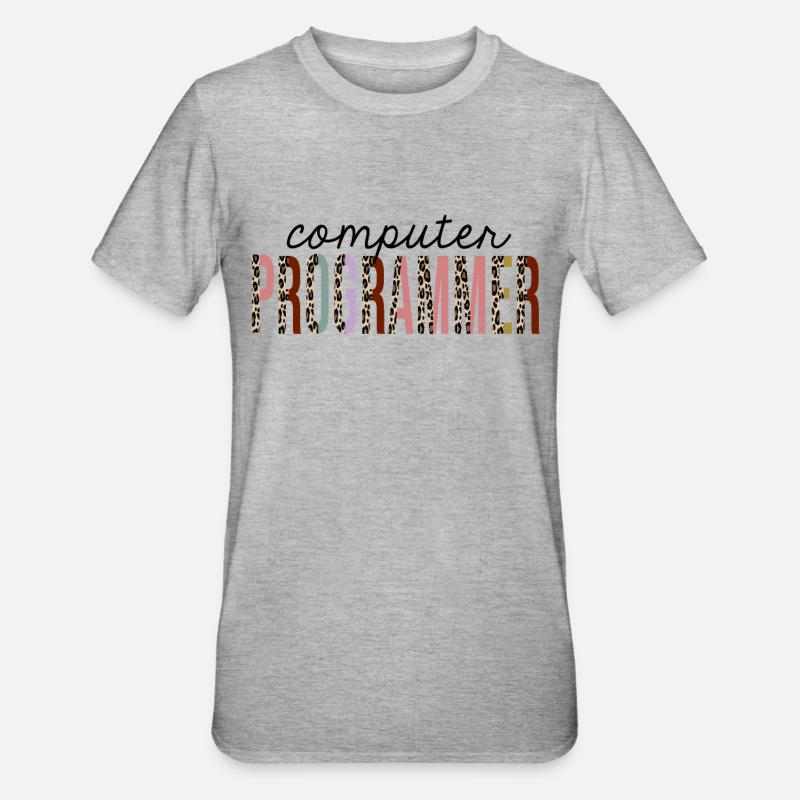 Computerprogrammierer Leopard Print lustig - Unisex Polycotton T-Shirt - Grau meliert