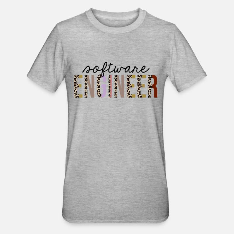 Softwareentwickler Leopard Print Funny - Unisex Polycotton T-Shirt - Grau meliert