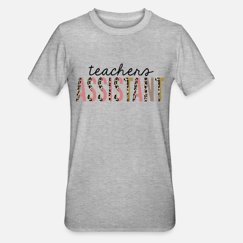 Lehrer Assistent Leopard Print Lustig - Unisex Polycotton T-Shirt - Grau meliert