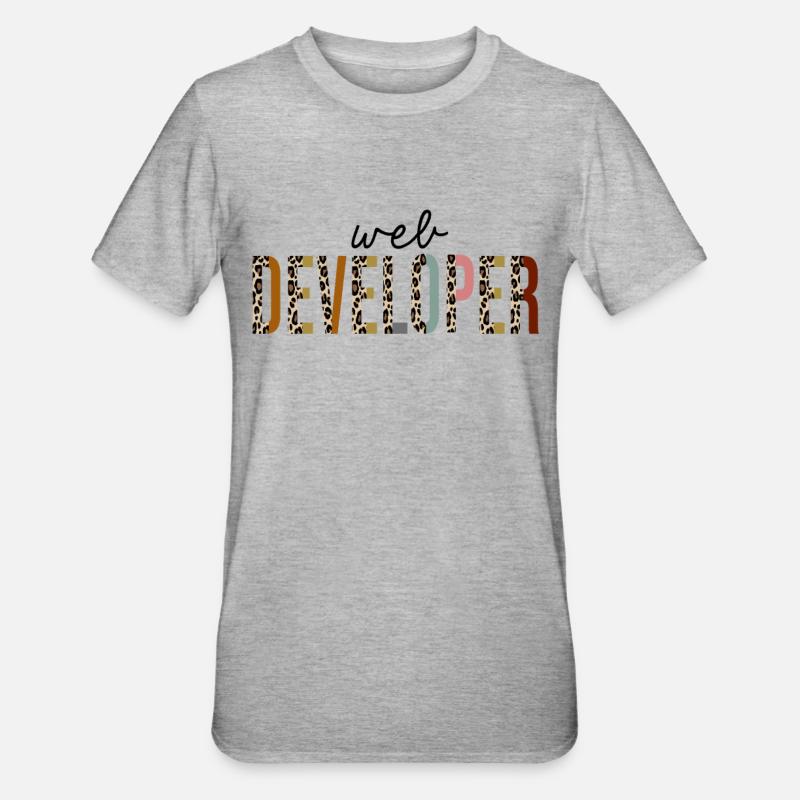 web developer Leopard Print Funny - Unisex Polycotton T-Shirt - heather grey
