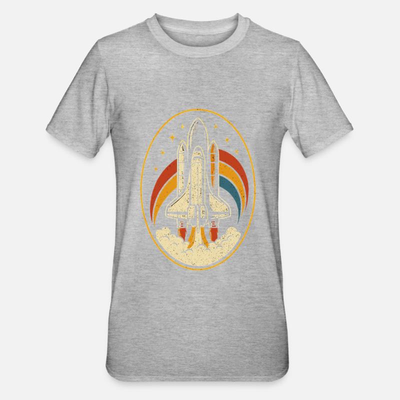 Navette spatiale rétro – lancement de fusée Vintage - T-shirt polycoton Unisexe - gris chiné