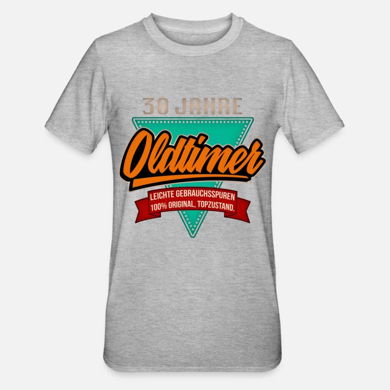 Oldtimer 30 Jahre - Unisex Polycotton T-Shirt - Grau meliert
