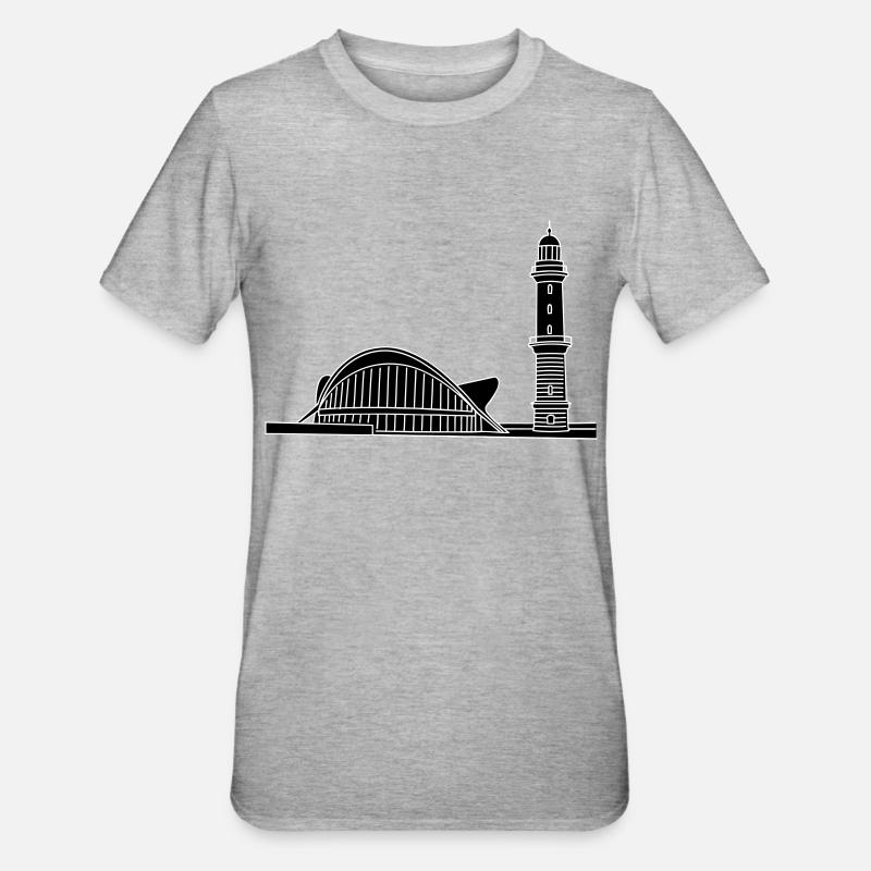 Leuchtturm Warnemünde 2 - Unisex Polycotton T-Shirt - Grau meliert