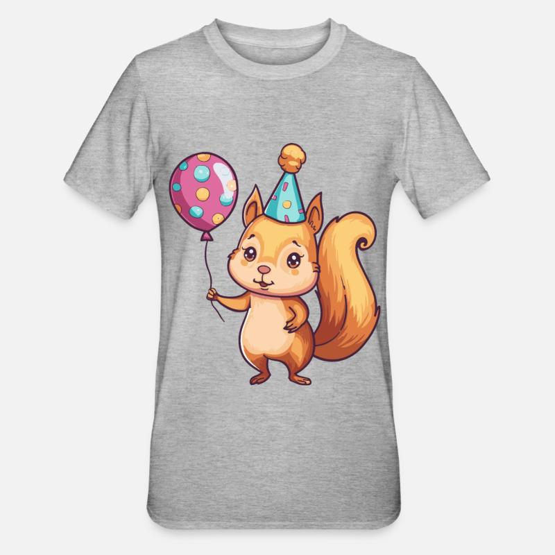 Bande dessinée d’anniversaire d’écureuil - T-shirt polycoton Unisexe - gris chiné