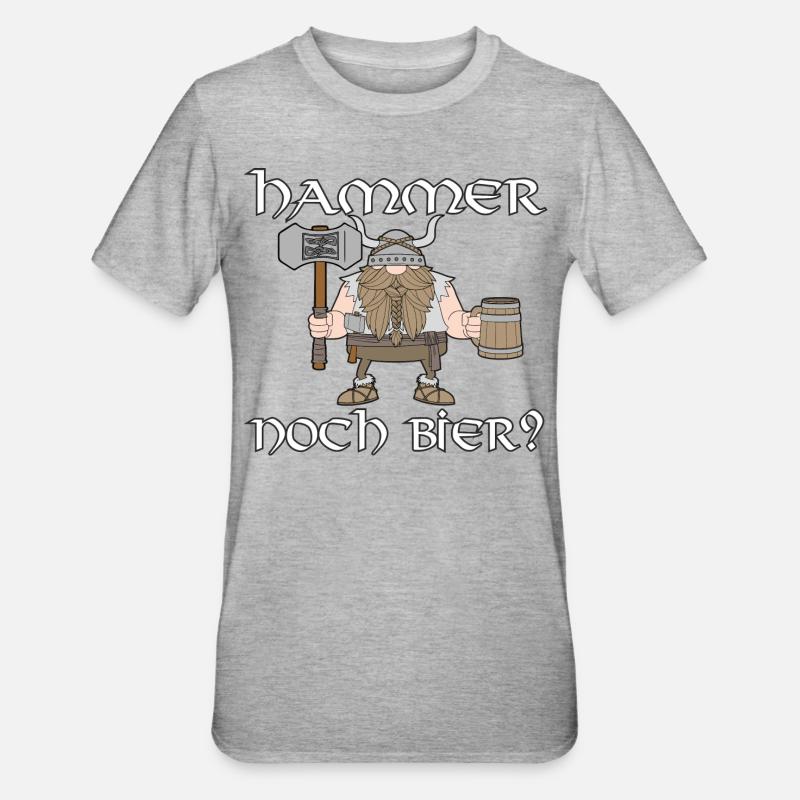 Hammer noch Bier - Unisex Polycotton T-Shirt - Grau meliert