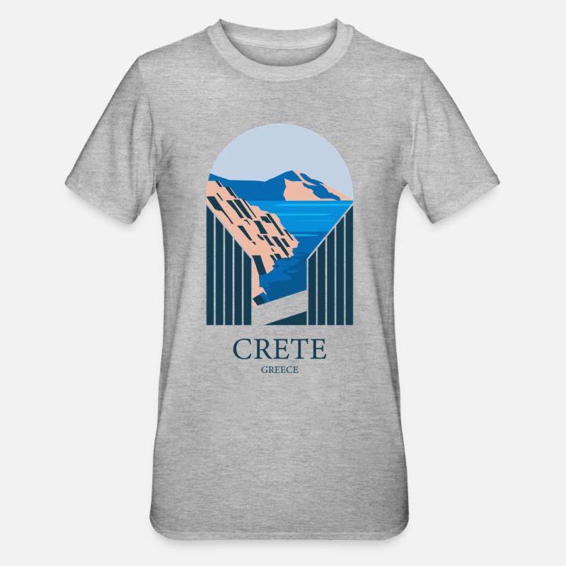 Grete Greece Souvenir : Paysage Sublime - T-shirt polycoton Unisexe - gris chiné
