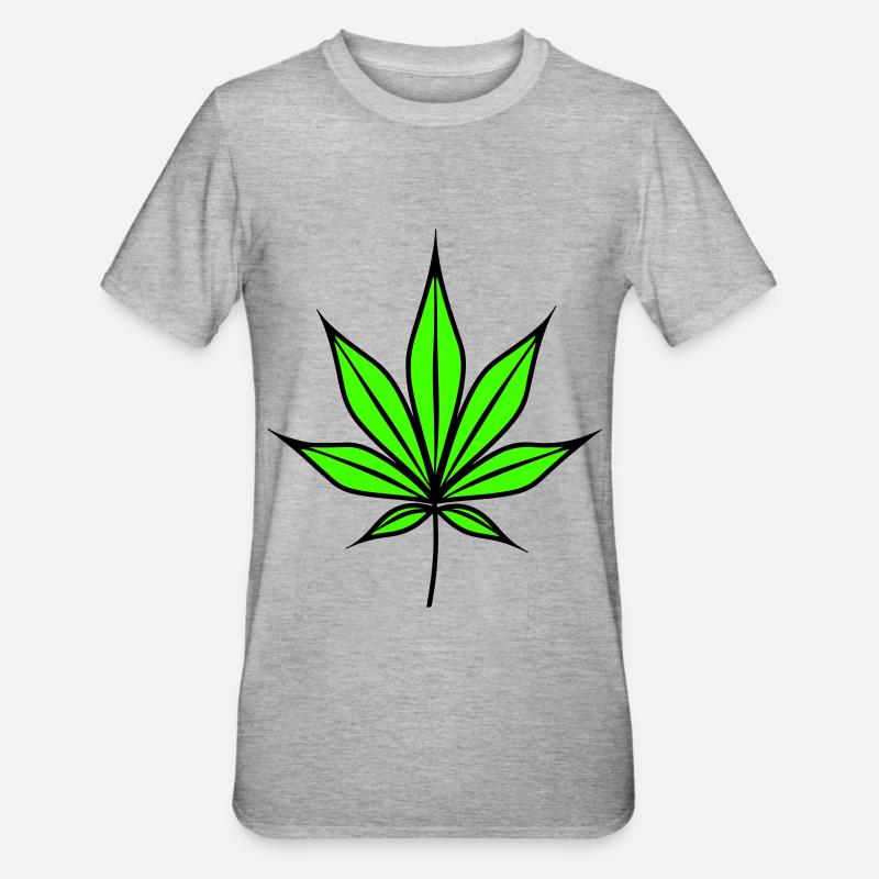 Hanfblatt Weed Hanf Symbol - Unisex Polycotton T-Shirt - Grau meliert
