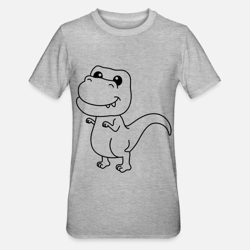 Dinosaure T-Rex Comic - T-shirt polycoton Unisexe - gris chiné