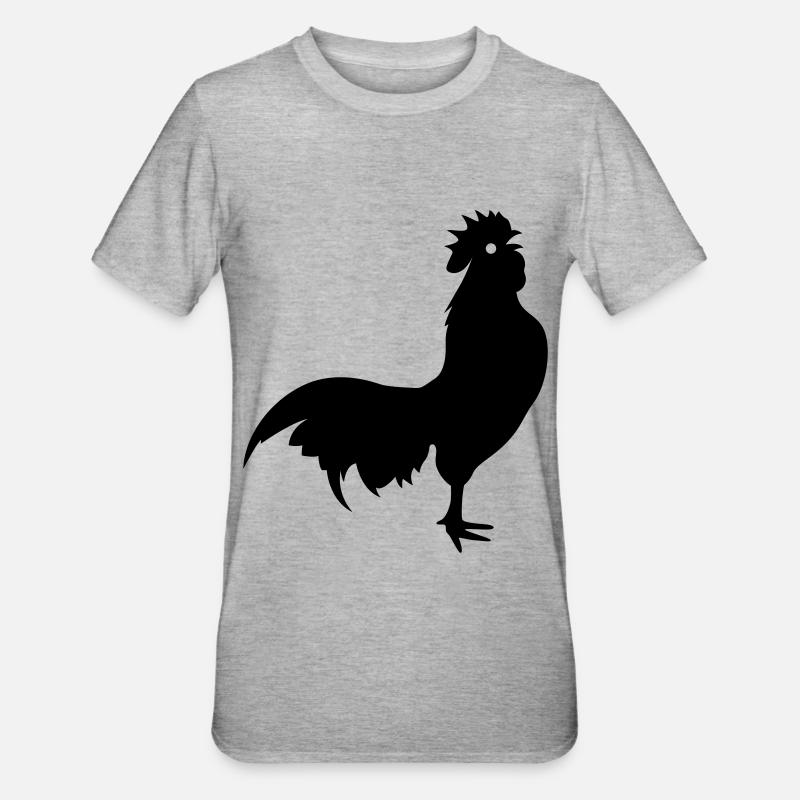 Hahn Tier silhouette - Unisex Polycotton T-Shirt - Grau meliert