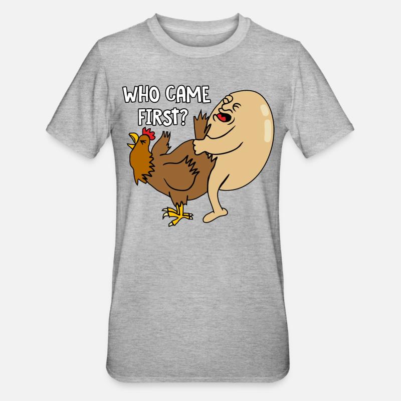 Who came first - Unisex Polycotton T-Shirt - Grau meliert