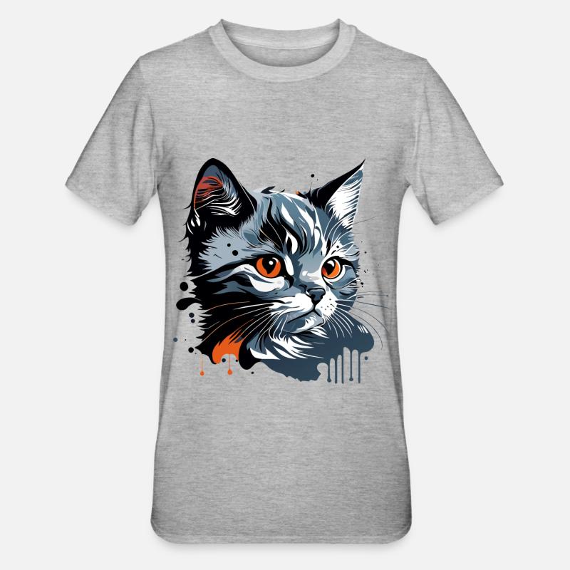 Kätzchen , junge Katze - Unisex Polycotton T-Shirt - Grau meliert
