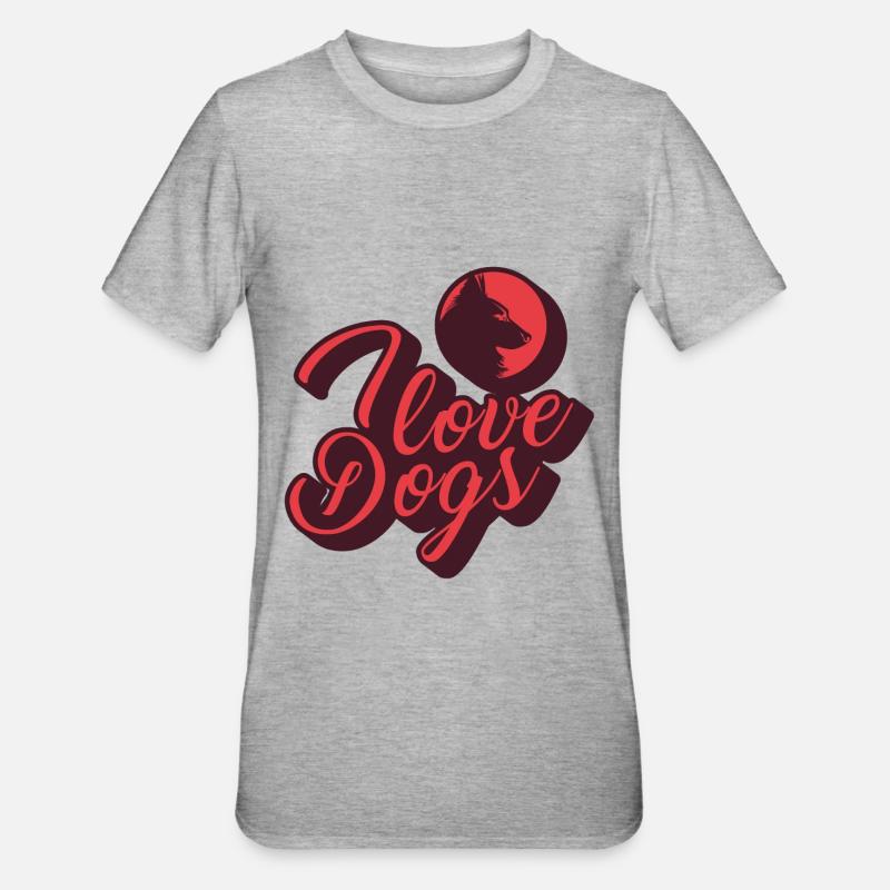 J'aime les chiens - T-shirt polycoton Unisexe - gris chiné