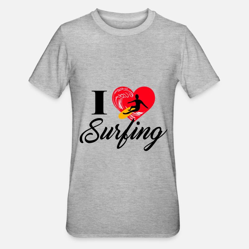 J'adore surfer - T-shirt polycoton Unisexe - gris chiné