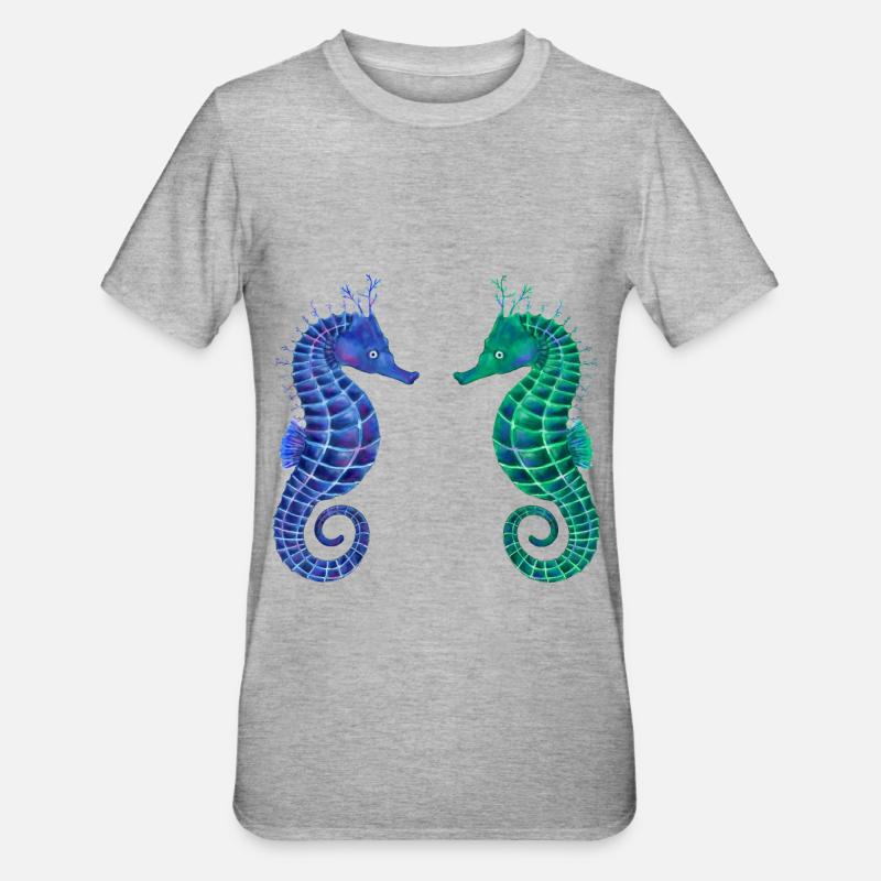 Hippocampes mignons - T-shirt polycoton Unisexe - gris chiné