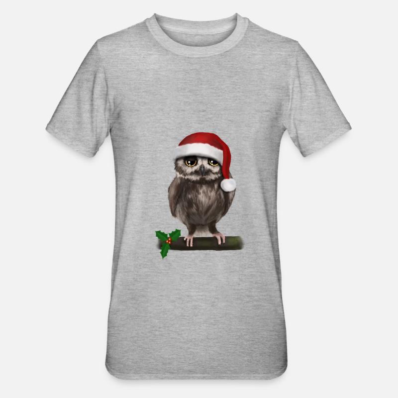 Weihnachten Uhu Eule - Bored - Unisex Polycotton T-Shirt - Grau meliert