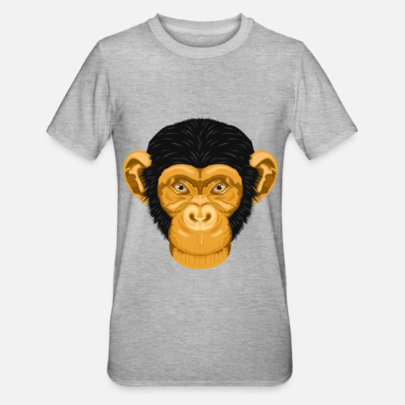 Monkey Chimpanzee Monkey - Unisex Polycotton T-Shirt - heather grey