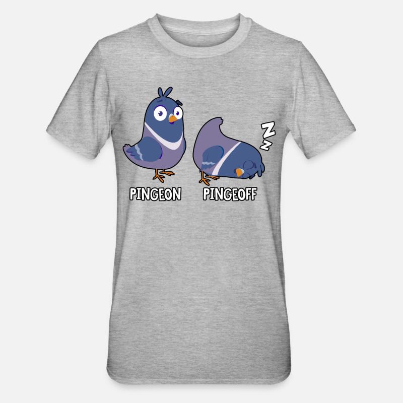 Pingeon Pingeoff - Unisex Polycotton T-Shirt - Grau meliert