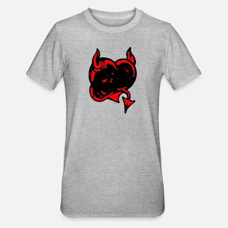 Dämonenherz - Unisex Polycotton T-Shirt - Grau meliert