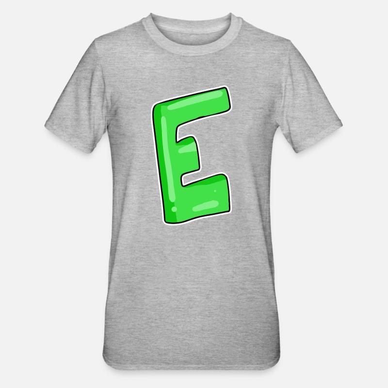 Letter E Initial point - Unisex Polycotton T-Shirt - heather grey