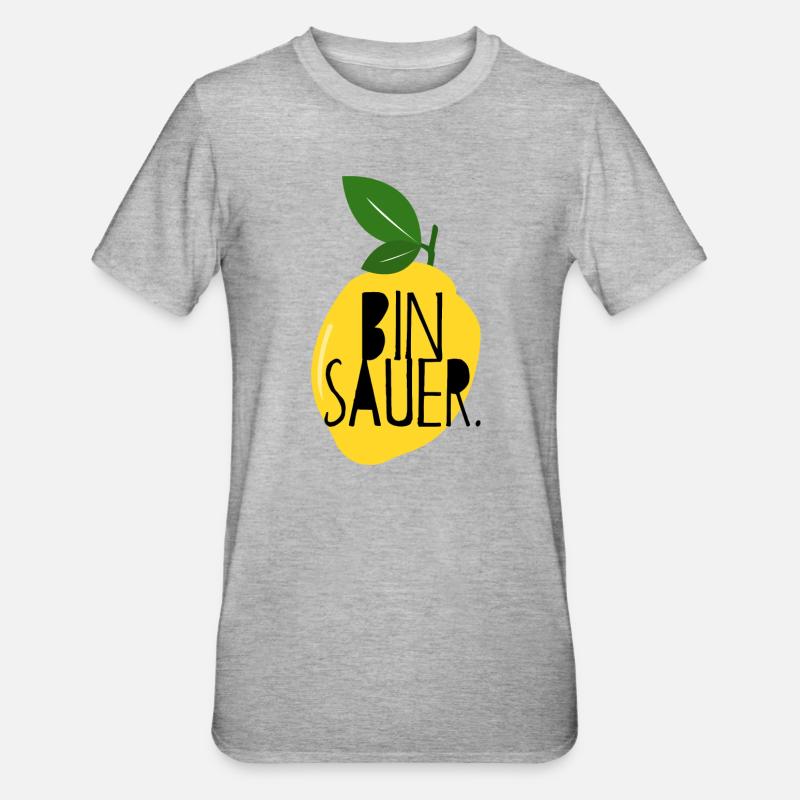 Bin sauer - Zitrone - Schlechte Laune - Statement - Unisex Polycotton T-Shirt - Grau meliert
