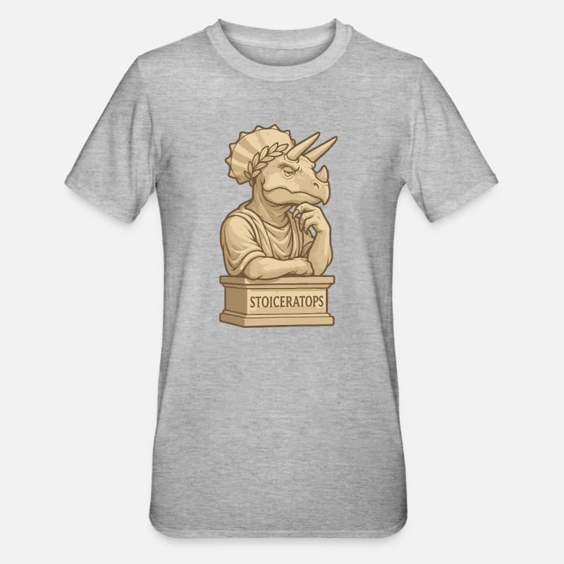 Stoiceratops - T-shirt polycoton Unisexe - gris chiné