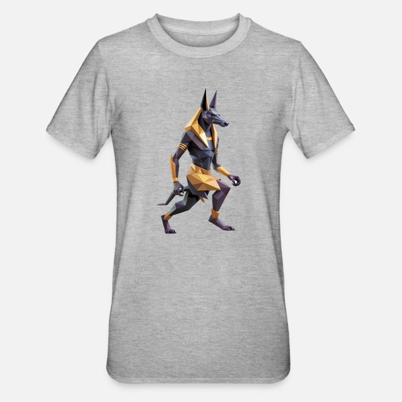 Anubis - Cool Low Poly Logo - T-shirt polycoton Unisexe - gris chiné
