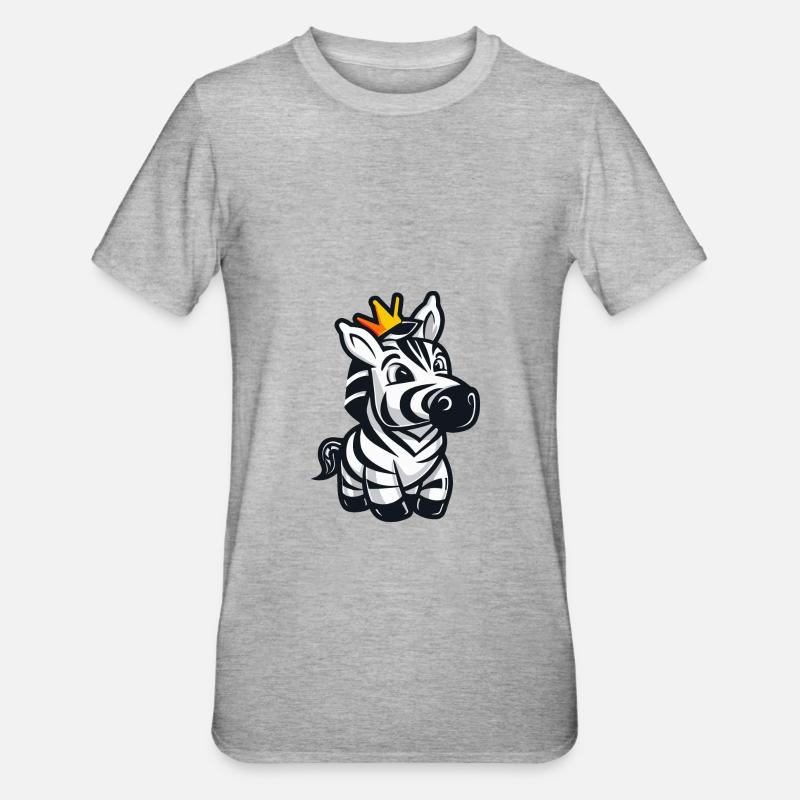 Zebra Comic Crown - Unisex Polycotton T-Shirt - heather grey