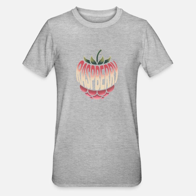 Raspberry - Cool Fruit Logo - Unisex Polycotton T-Shirt - heather grey