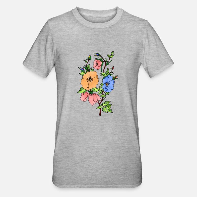 Fleur - T-shirt polycoton Unisexe - gris chiné