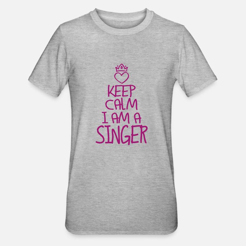 Keep Calm Singer Cool Singer Gift - Unisex Polycotton T-Shirt - heather grey