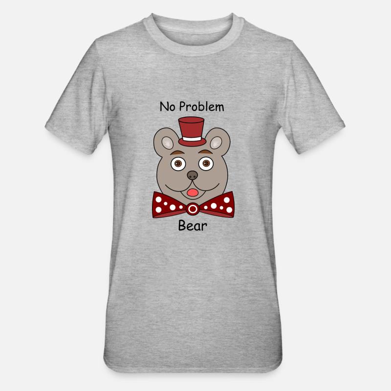No Problem Bear - Unisex Polycotton T-Shirt - Grau meliert