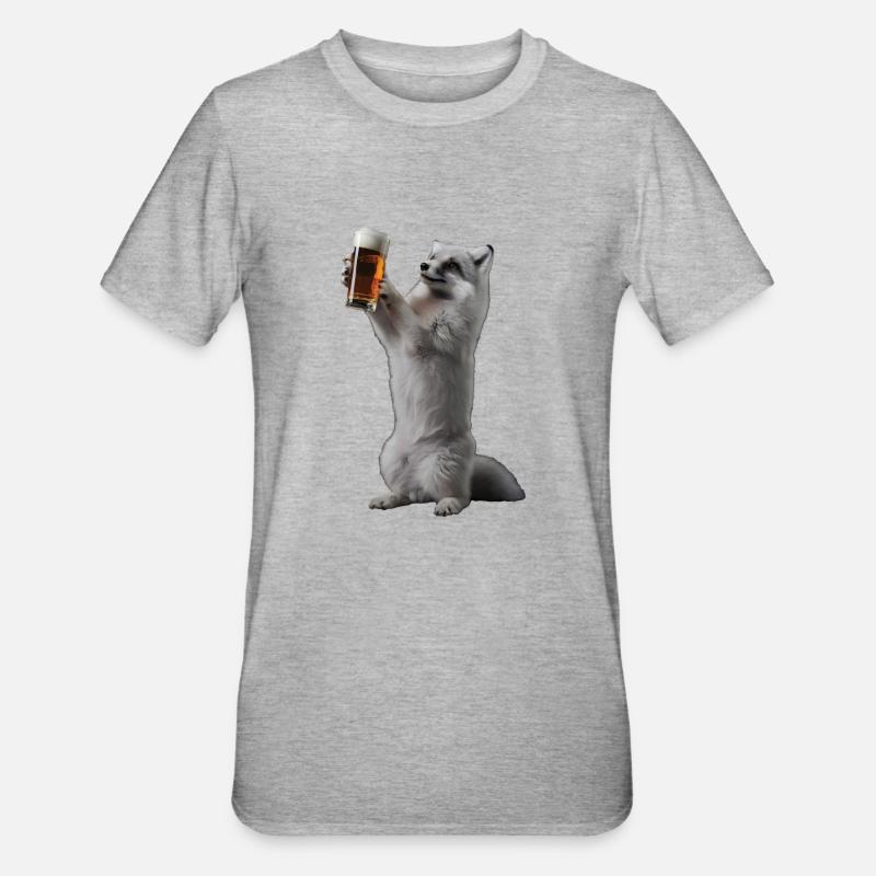 Polarfuchs Bier - Unisex Polycotton T-Shirt - Grau meliert
