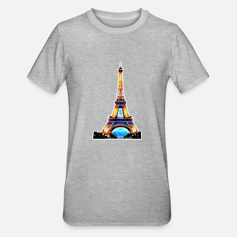Eiffel tower #7 - T-shirt polycoton Unisexe - gris chiné