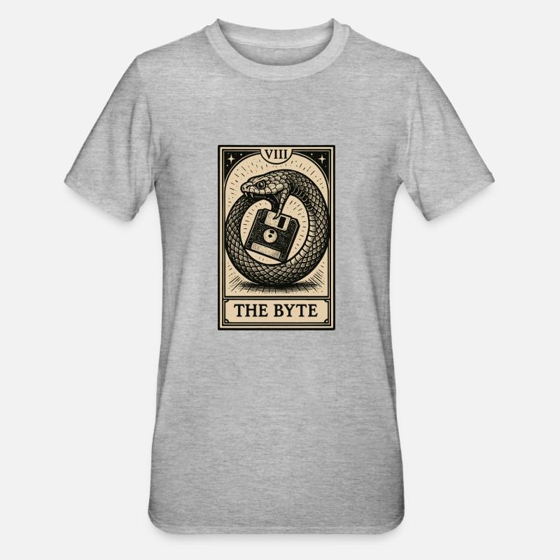 Data Hoarding Tarot – Das Byte - Unisex Polycotton T-Shirt - Grau meliert