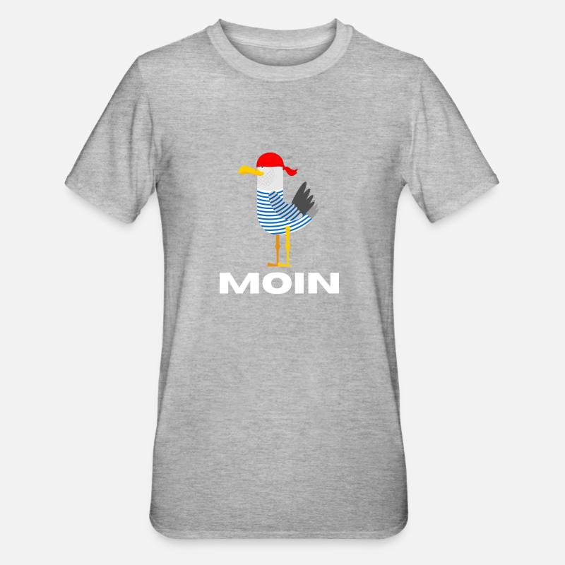 Moin Möwe Deutsch Geschenk - Unisex Polycotton T-Shirt - Grau meliert