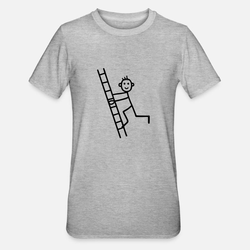 Mann auf Leiter - Unisex Polycotton T-Shirt - Grau meliert