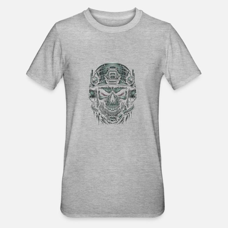 Crâne de commando - T-shirt polycoton Unisexe - gris chiné