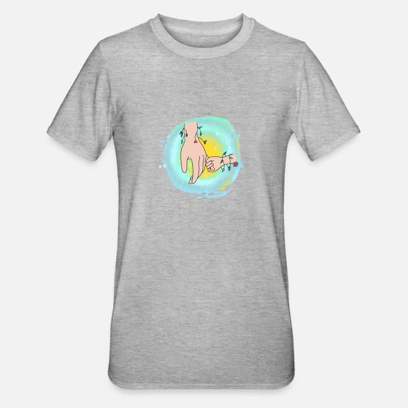 mains fleuries sans texte - T-shirt polycoton Unisexe - gris chiné