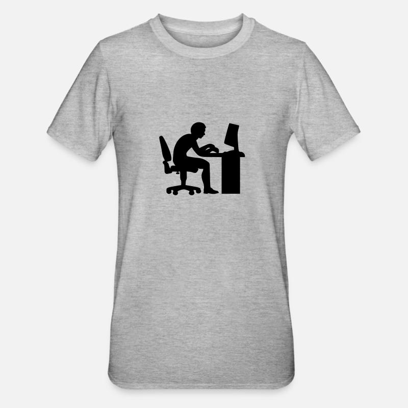 Büro Computer - Unisex Polycotton T-Shirt - Grau meliert