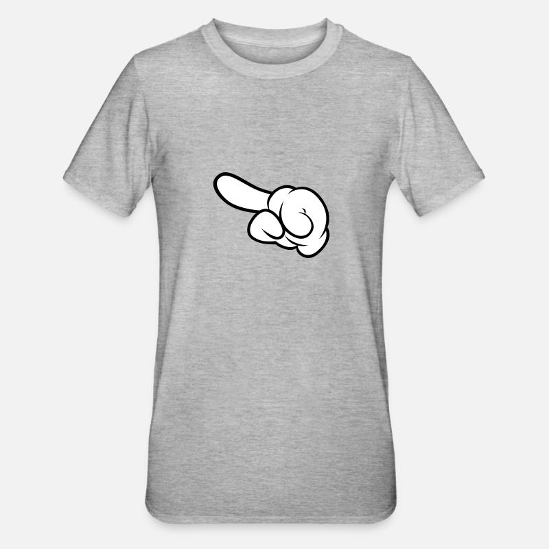 Comic Hand Pointing (Left) - Unisex Polycotton T-Shirt - heather grey