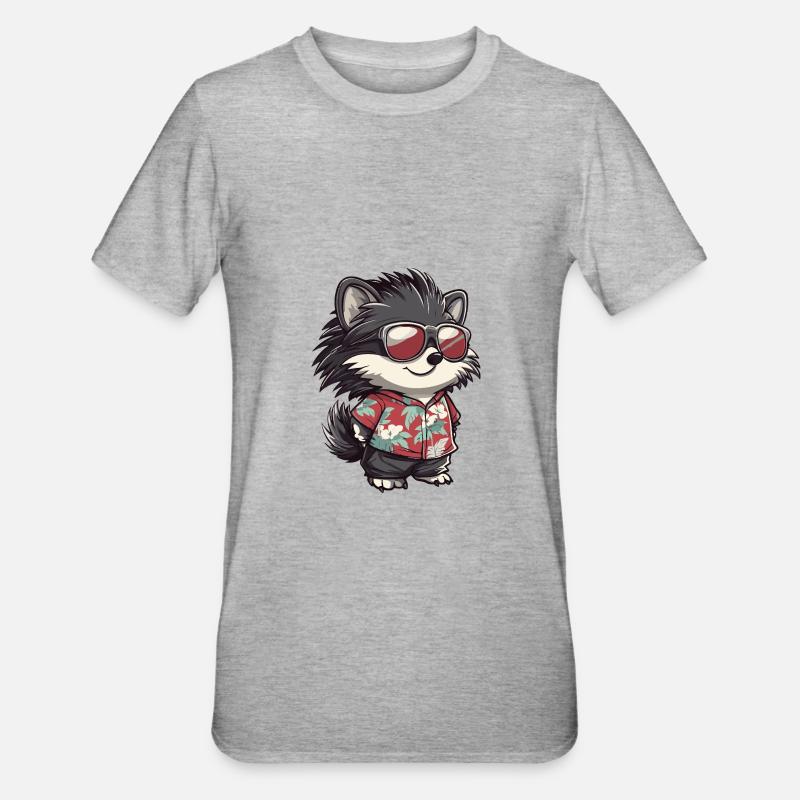 Igel Comic Urlaub - Unisex Polycotton T-Shirt - Grau meliert